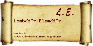 Lombár Elemér névjegykártya